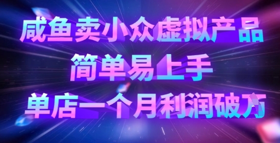 咸鱼卖小众虚拟产品，简单易上手，单店一个月利润破W-新时光资源网