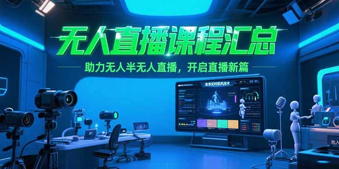 无人直播课程汇总，含非实时防风技术，助力无人半无人直播，开启直播新篇-新时光资源网