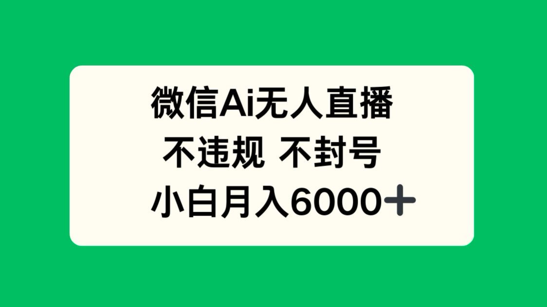 微信AI无人直播，不违规 不封号 ，小白月入6000+-新时光资源网