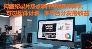 抖音纪录片热点事件视频制作教学，可过伙伴计划，多平台分发撸收益-新时光资源网