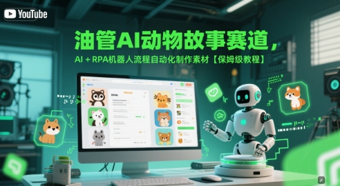 油管AI动物故事赛道，AI+RPA机器人流程自动化制作素材【保姆级教程】-新时光资源网