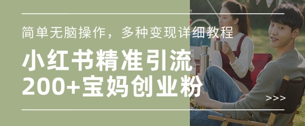 小红书混剪日引200+宝妈创业粉，简单无脑操作，多种变现详细教程-新时光资源网