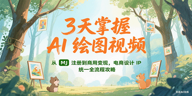 3天掌握AI绘图视频，从MJ 注册到商用变现，电商设计IP统一全流程攻略-新时光资源网