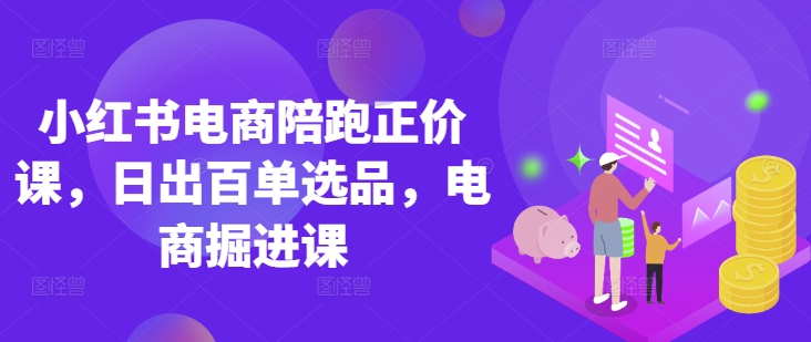 小红书电商陪跑正价课，小红书官方认证电商讲师教学，日出百单选品，电商掘进课-新时光资源网