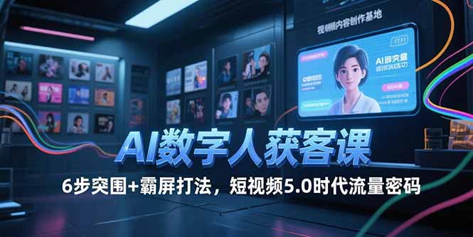 AI数字人获客课，6步突围+霸屏打法，短视频5.0时代流量密码-新时光资源网