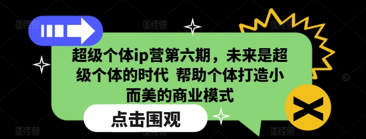 超级个体ip营第六期，未来是超级个体的时代  帮助个体打造小而美的商业模式-新时光资源网