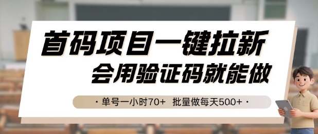首码项目一键拉新，会用验证码就能做 单号一小时70+，批量做每天5张【揭秘】-新时光资源网