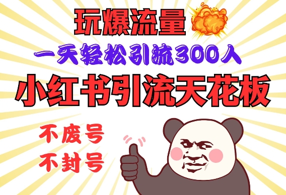 小红书引流天花板，玩爆流量，一天轻松引流300人，安全操作-新时光资源网