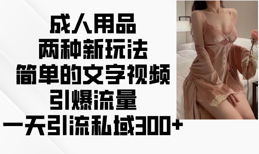 成人用品两种新玩法，简单的文字视频引爆流量，一天引流私域300+-新时光资源网