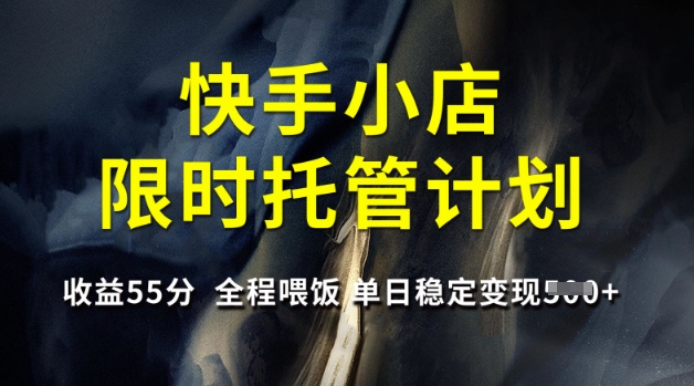 快手小店限时托管计划，收益55分，全程喂饭，单日稳定变现5张【揭秘】-新时光资源网