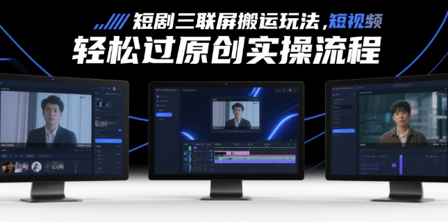 短剧三联屏搬运玩法，短剧搬运轻松过原创实操流程-新时光资源网