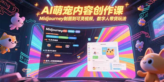 AI萌宠内容创作课，Midjourney制图到可灵视频，数字人带货玩法-新时光资源网