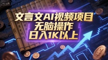 文言文AI视频项目，无脑操作，日入1K以上-新时光资源网