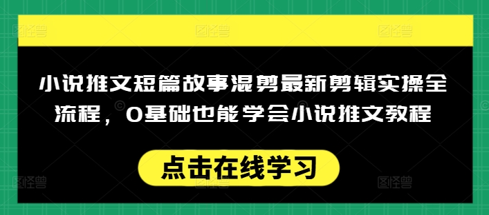 小说推文短篇故事混剪最新剪辑实操全流程，0基础也能学会小说推文教程，肯干多发日入多张-新时光资源网