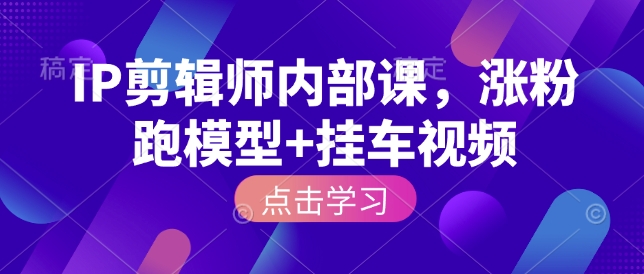 IP剪辑师内部课，涨粉跑模型+挂车视频-新时光资源网
