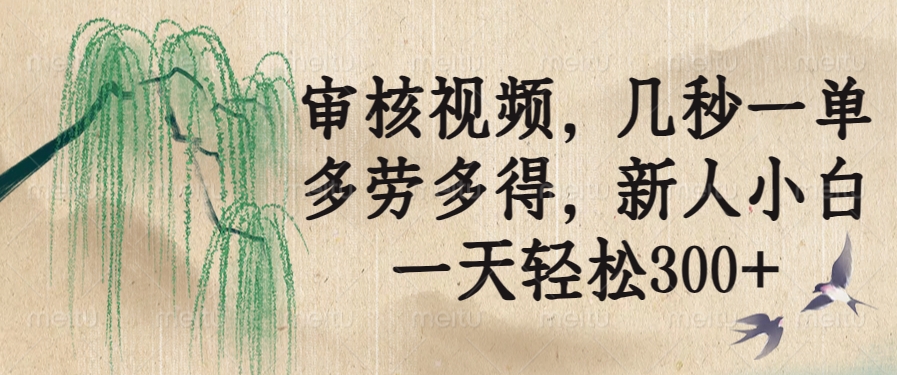 审核视频，几秒一单，多劳多得，新人小白一天轻松300+-新时光资源网