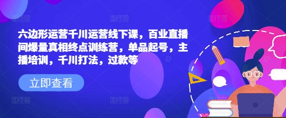 六边形运营千川运营线下课，百业直播间爆量真相终点训练营，单品起号，主播培训，千川打法，过款等-新时光资源网