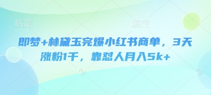 即梦+林黛玉完爆小红书商单，3天涨粉1千，靠怼人月入5k+-新时光资源网