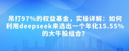 付费文章：吊打97%的权益基金，实操详解：如何利用deepseek来选出一个年化15.55%的大牛股组合?-新时光资源网