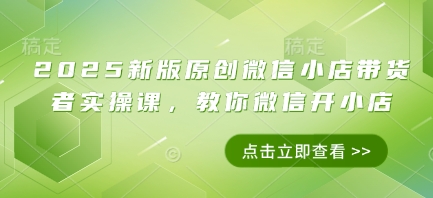 2025新版原创微信小店带货者实操课，教你微信开小店-新时光资源网