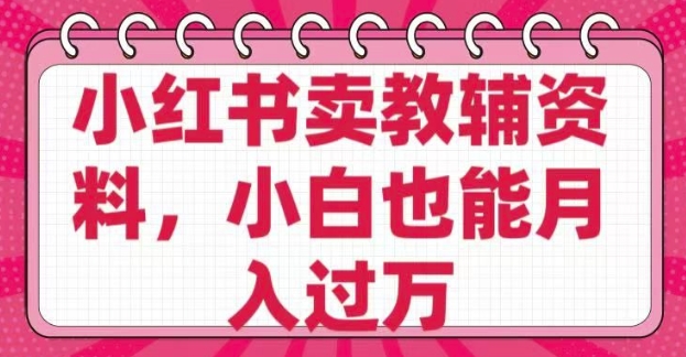 小红书卖教辅资料，0 成本，纯利润，售后成本极低，小白也能月入过W-新时光资源网