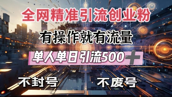 全网独家引流创业粉，有操作就有流量，单人单日引流500+，不封号、不费号-新时光资源网