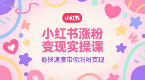 小红书涨粉变现实操课，最快速度带你涨粉变现-新时光资源网
