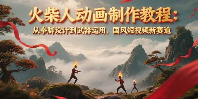 火柴人动画制作教程：从拳脚设计到武器运用，国风短视频新赛道-新时光资源网