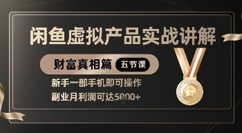 精品！闲鱼虚拟产品实战讲解，新手一部手机即可操作，副业月利润可达5k+-新时光资源网