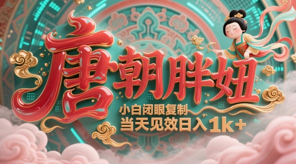 用AI克隆“唐朝胖妞”日更3条，平台疯狂推流，小白闭眼复制，当天见效，日入1k+-新时光资源网