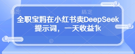 全职宝妈在小红书卖DeepSeek提示词，一天收益1k-新时光资源网