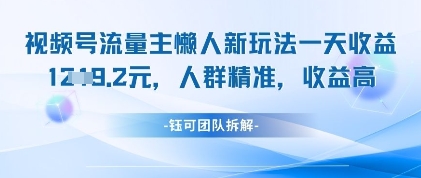 视频号流量主懒人新玩法，一天收益1k，人群精准收益高-新时光资源网