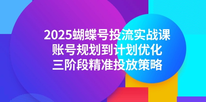 2025蝴蝶号投流实战课，账号规划到计划优化，三阶段精准投放策略-新时光资源网