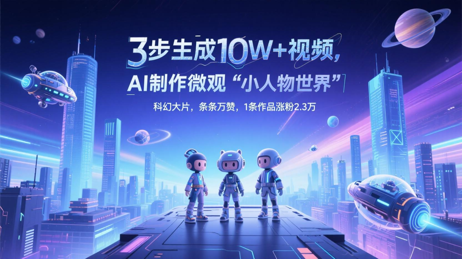 三步生成10W+视频，AI制作微观“小人物世界”科幻大片，条条万赞，1条作品涨粉2.3万-新时光资源网