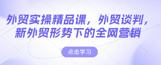 外贸实操精品课，外贸谈判，新外贸形势下的全网营销-新时光资源网