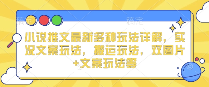 小说推文最新多种玩法详解，实况文案玩法，搬运玩法，双图片+文案玩法等-新时光资源网