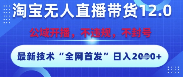 淘宝无人直播带货12.0，最新技术，不封号，不违规，操作简单，开播爆单，日入多张【揭秘】-新时光资源网