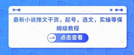 最新小说推文干货，起号，选文，实操等保姆级教程-新时光资源网