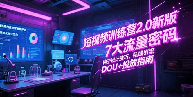 短视频训练营2.0新版，7大流量密码/钩子设计技巧/私域引流/DOU+投放指南-新时光资源网