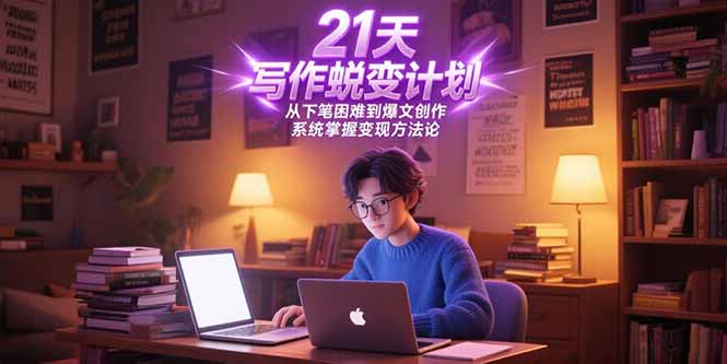 21天写作蜕变计划，从下笔困难到爆文创作，系统掌握变现方法论-新时光资源网