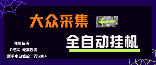 大众采集全自动玩法，新手小白轻松一天5张+，操作简单零成本【揭秘】-新时光资源网