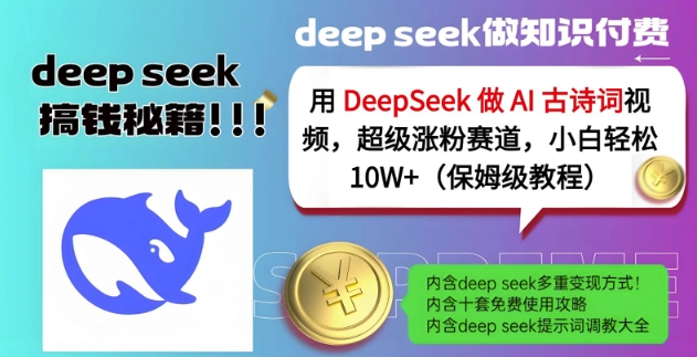 用DeepSeek做AI古诗词视频，超级涨粉赛道，小白轻松涨粉10W+(保姆级教程)-新时光资源网