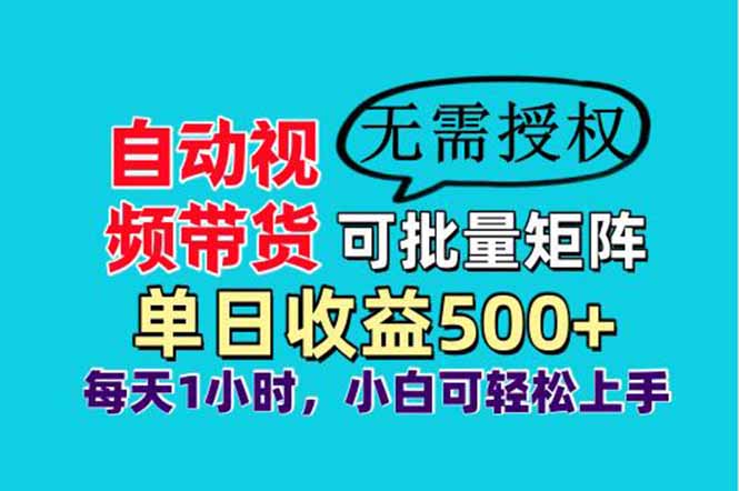 自动视频带货，可批量矩阵，单日收益500+、轻松实现睡后收益，小白可…-新时光资源网
