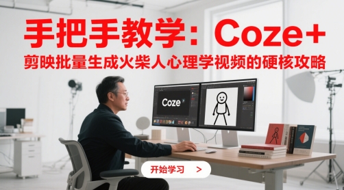手把手教学：Coze + 剪映批量生成火柴人心理学视频的硬核攻略-新时光资源网