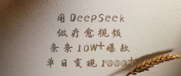 用DeepSeek做疗愈视频，条条10W+爆款，单日变现多张-新时光资源网