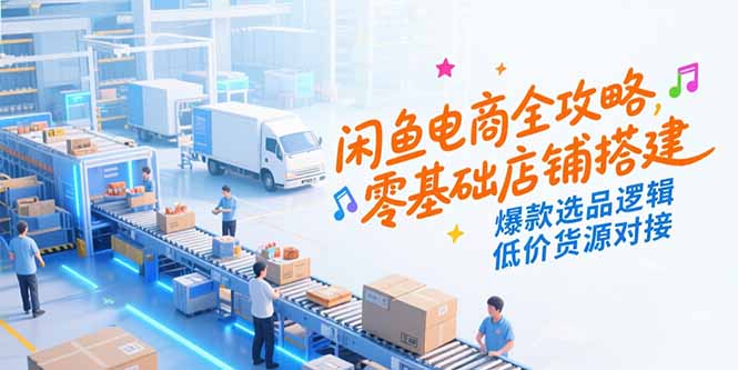 闲鱼电商全攻略，零基础店铺搭建，爆款选品逻辑，低价货源对接-新时光资源网