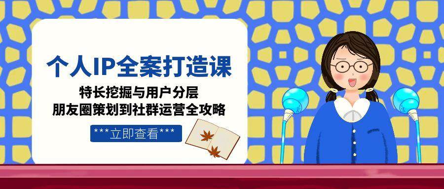 个人IP全案打造课，特长挖掘与用户分层，朋友圈策划到社群运营全攻略-新时光资源网