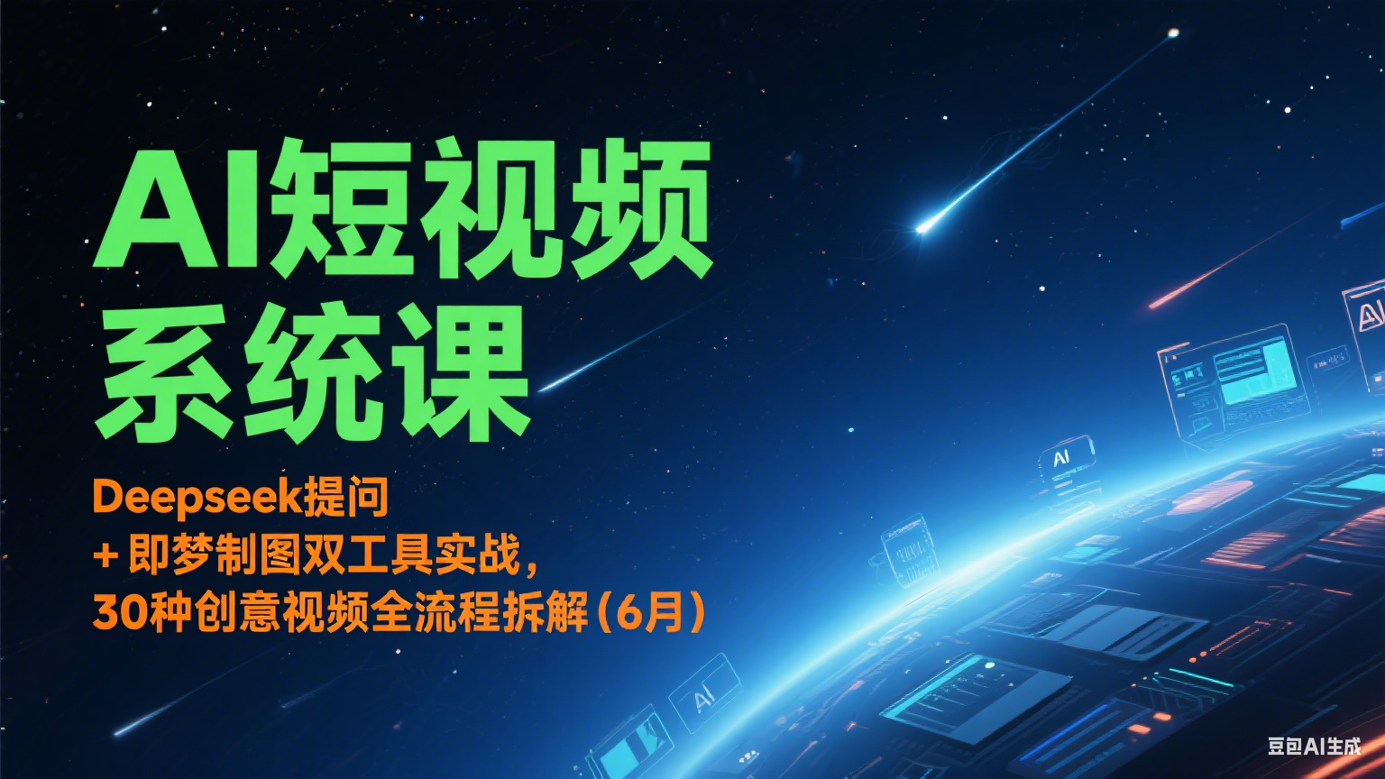 AI短视频系统课：Deepseek提问 + 即梦制图双工具实战，30种创意视频全流程拆解(6月)-新时光资源网