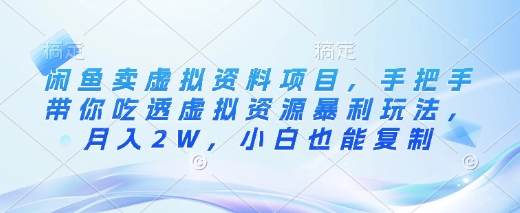 闲鱼卖虚拟资料项目，手把手带你吃透虚拟资源暴利玩法，月入2W，小白也能复制-新时光资源网