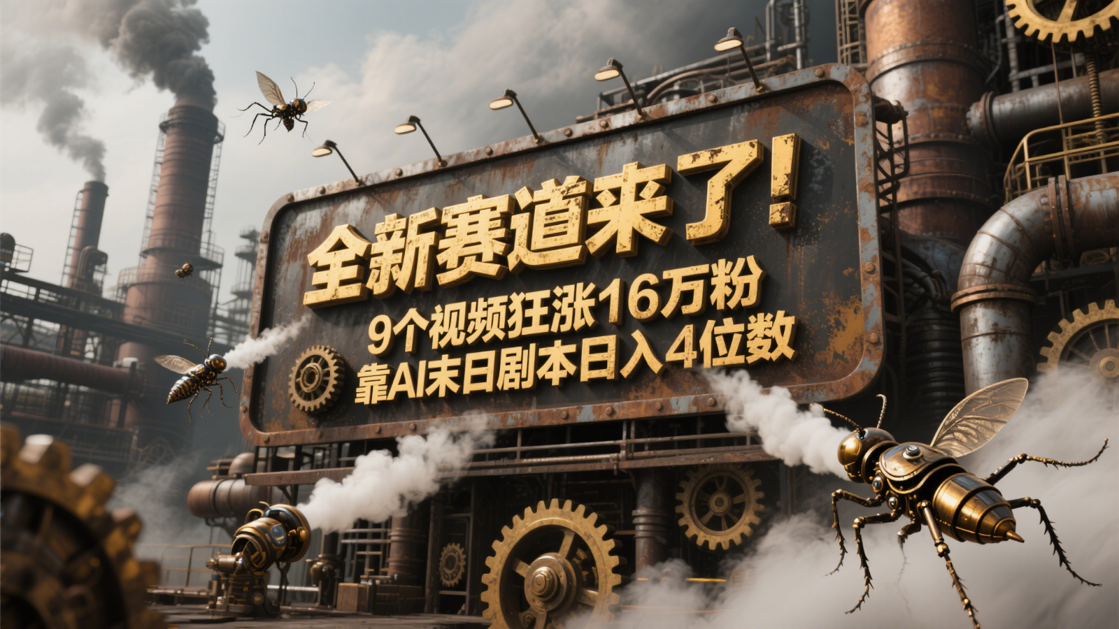 全新赛道来了！9个视频狂涨16万粉，靠AI末日剧本日入4位数，评论区爆肝追更！-新时光资源网